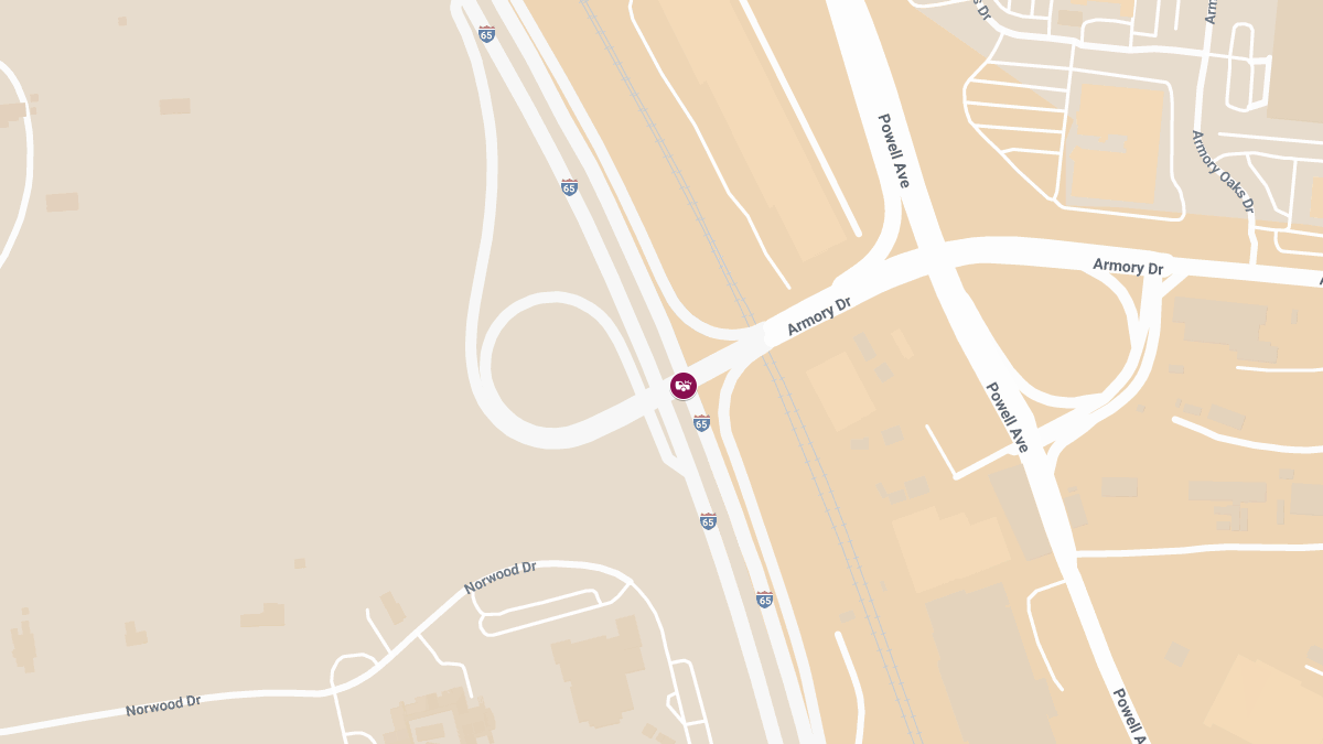 Acciden with Injuries on I-65 S Exit Ramp at Armory Dr
