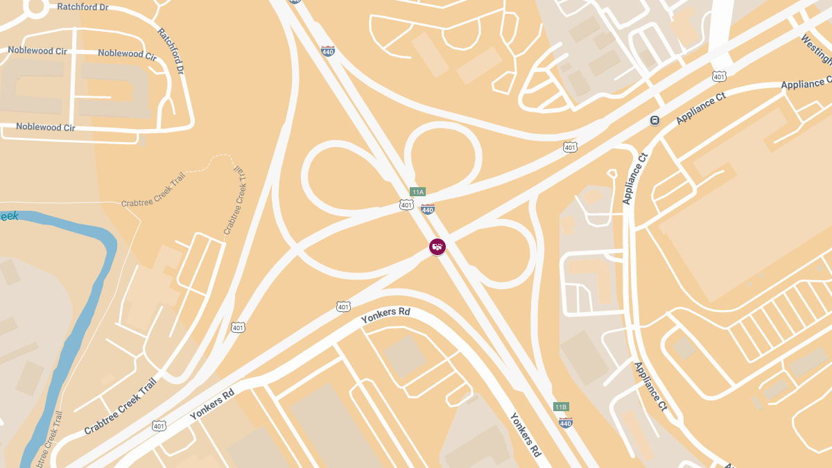 Accident with Injuries on Ramp from I-440 WB to Capital Blvd NB