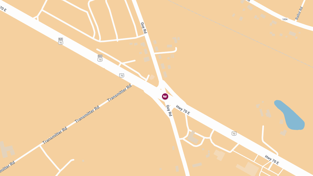 Auto Crash with Injuries on US-70 Hwy E at Guy Rd