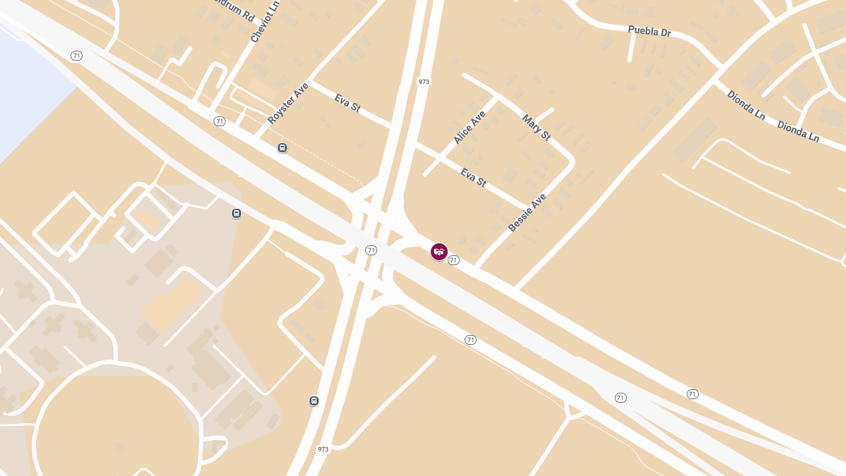 Car Crash With Injuries on E SH 71 Overpass WB