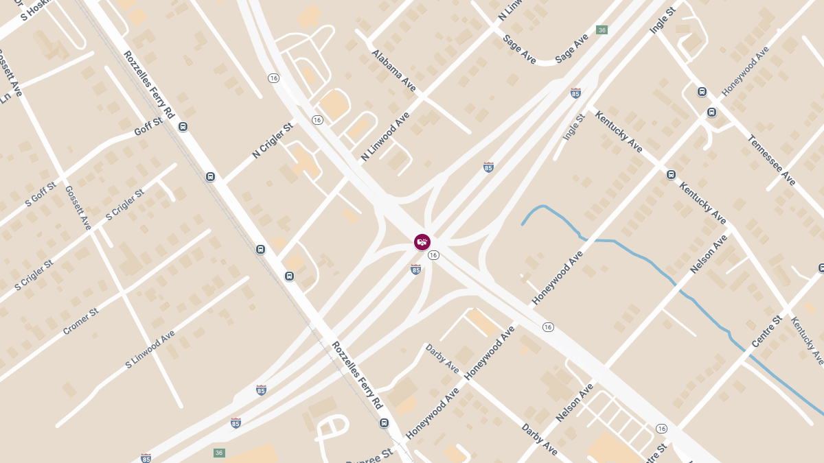 Car Crash with Injuries on I-85 South at Brookshire Blvd