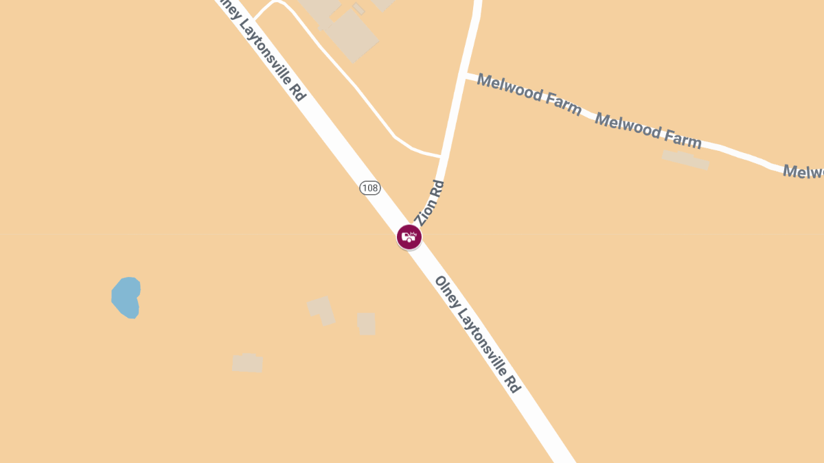 Collision with Entrapment at Zion Rd & Olney Laytonsville Rd
