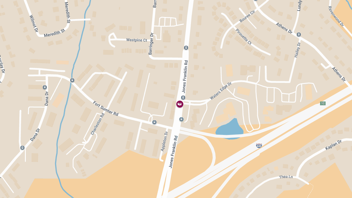 Collision with Injuries at Jones Franklin Rd and Waters Edge Dr