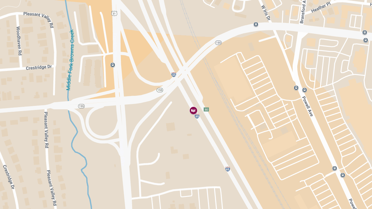 Collision with Injuries on I-65 N Near MM 79
