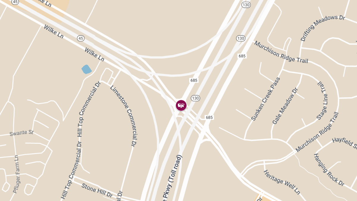 Collision with Injuries on SH 130 SB at SH 45 EWB 