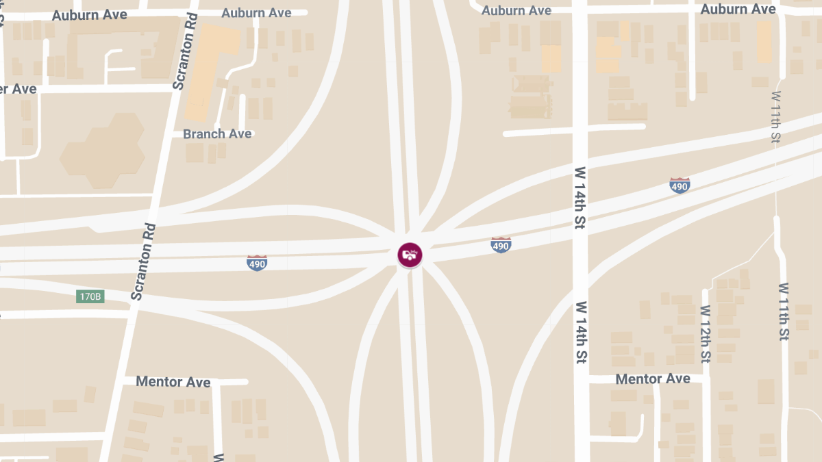 Crash on I-490 East at I-90/I-71 Split Sends Three to Hospital