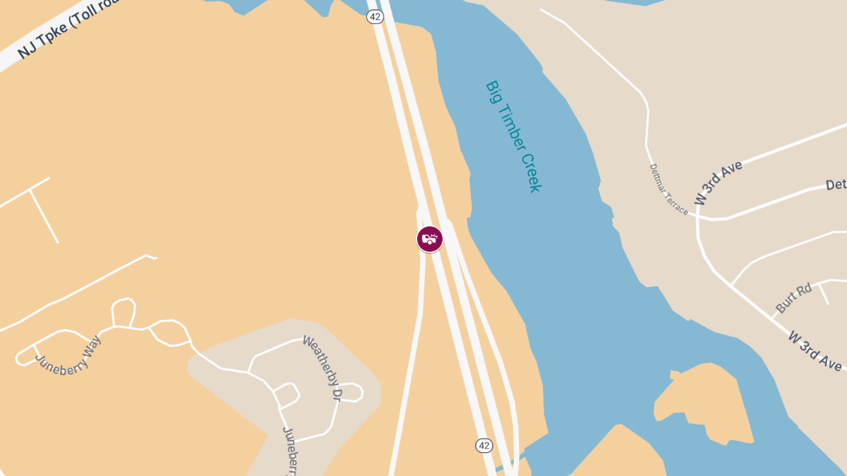 Crash with Injuries Blocks Right Lane on RT-42 North at RT-55