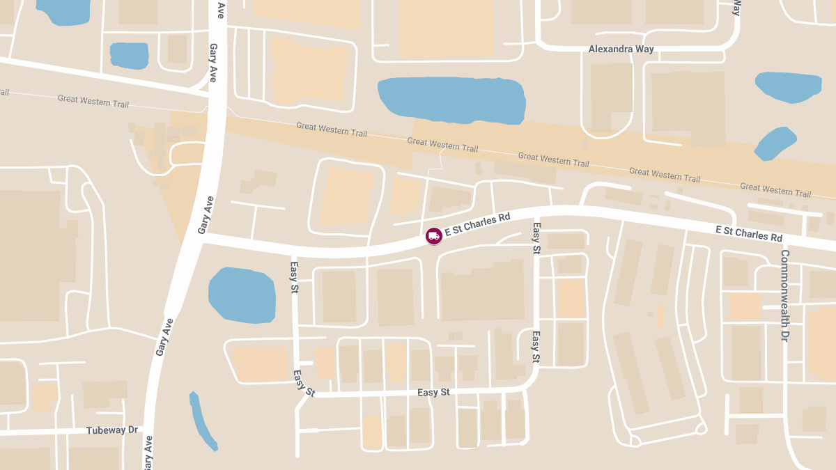 Crash with Injuries Involving Work Truck and Sedan on E St. Charles Rd