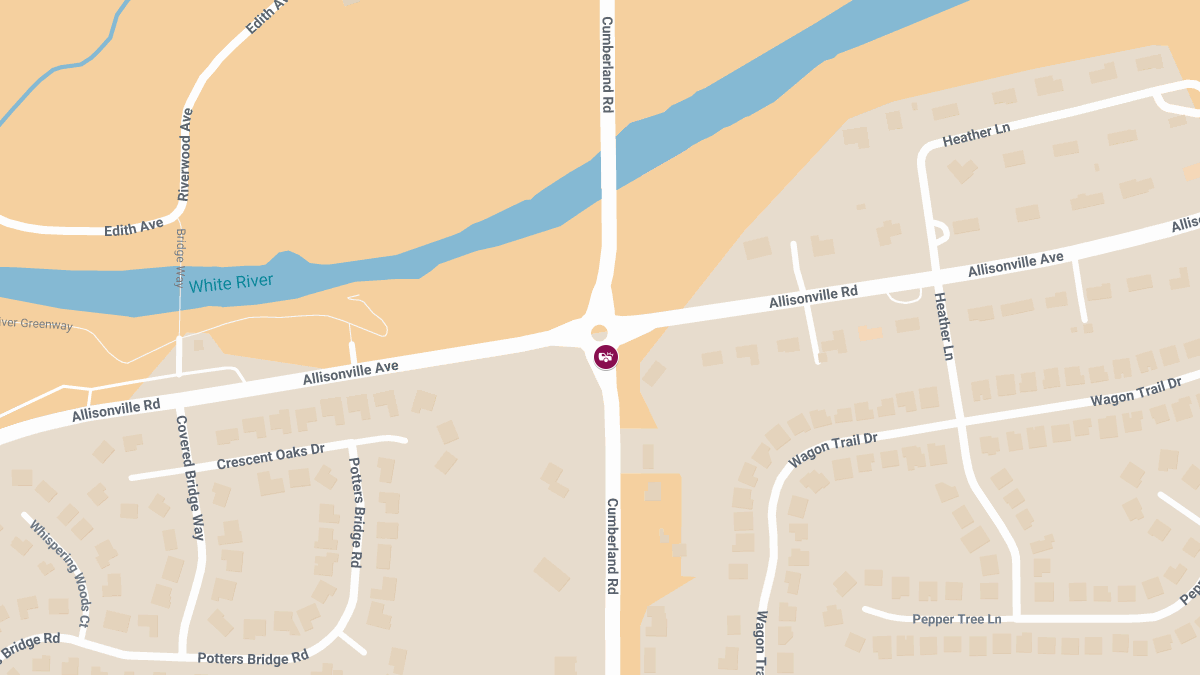 Crash with Injuries at Allisonville Rd & Cumberland Rd