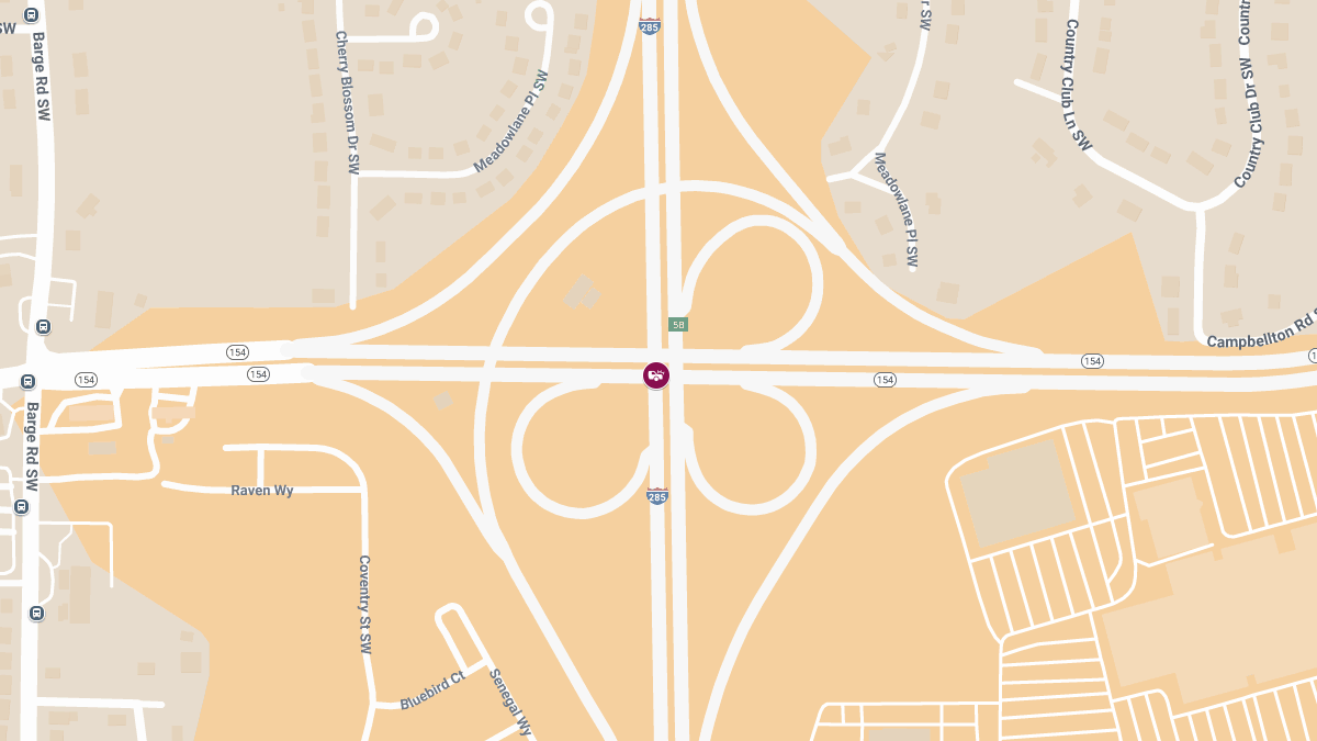 Crash with Injuries at Campbellton Rd E & I-285 S