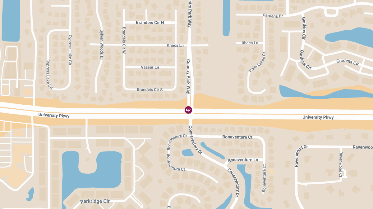 Crash with Injuries at Conservatory Dr and University Pkwy