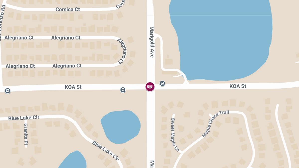 Crash with Injuries at Marigold Ave & KOA St