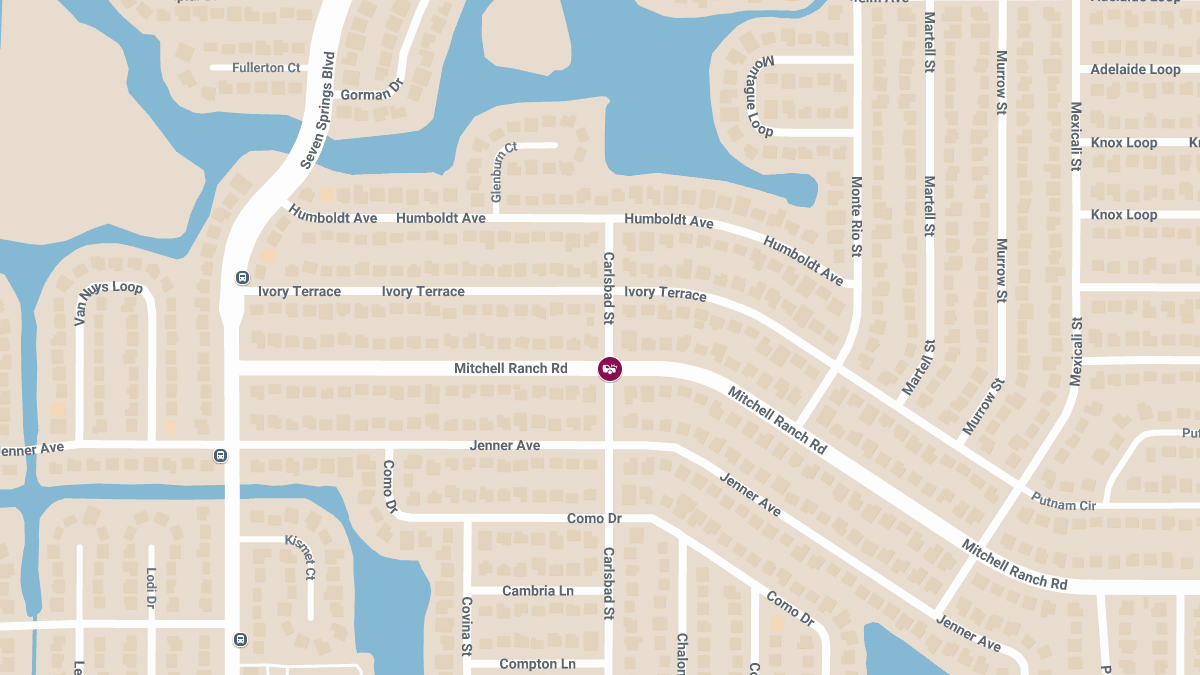 Crash with Injuries at Mitchell Ranch Rd & Carlsbad St