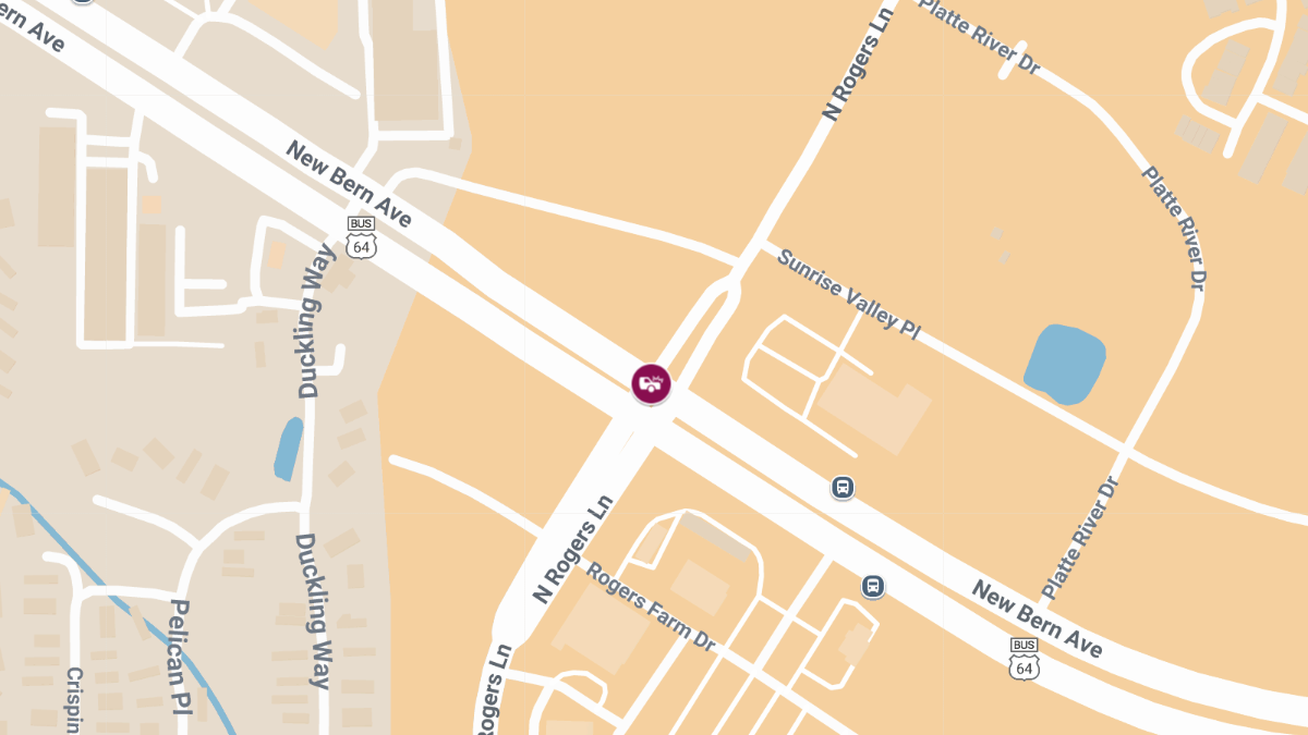 Crash with Injuries at N Rogers Ln & New Bern Ave