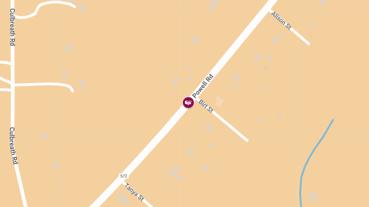 Crash with Injuries at Powell Rd & Birt St