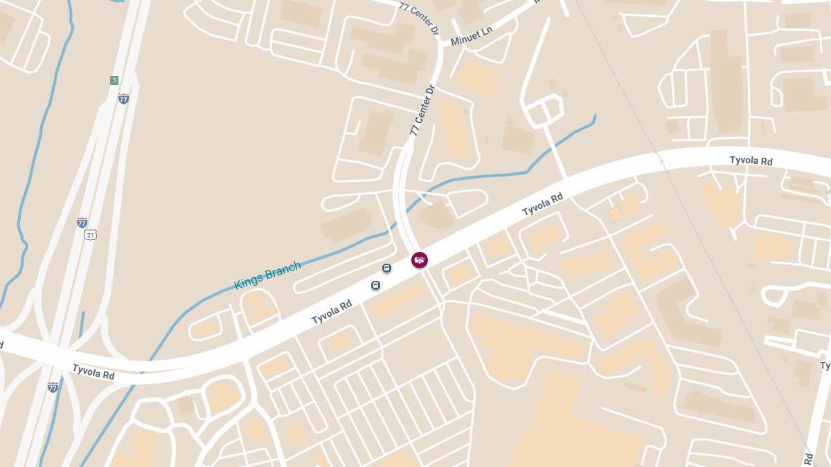 Crash with Injuries at Tyvola Rd & Seventy Seven Center Dr