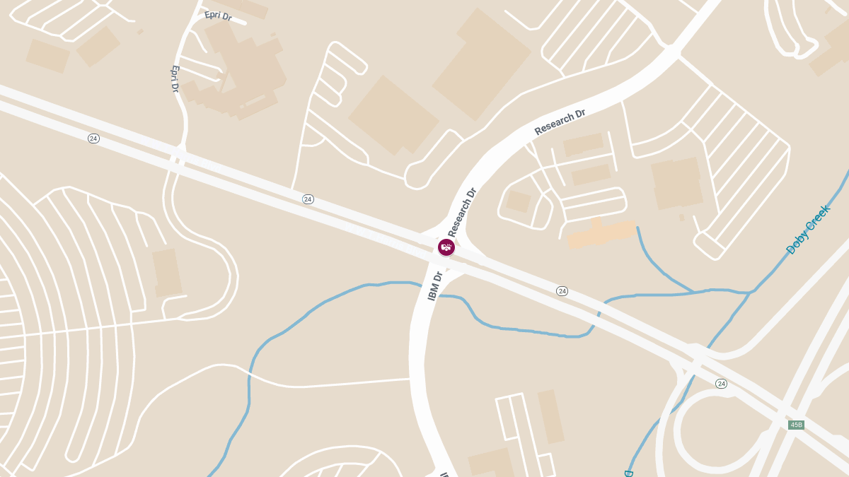 Crash with Injuries at W W T Harris Blvd & Research Dr