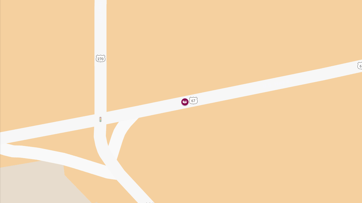 Crash with Injuries on EB U.S. Highway 67 Near U.S. Highway 270