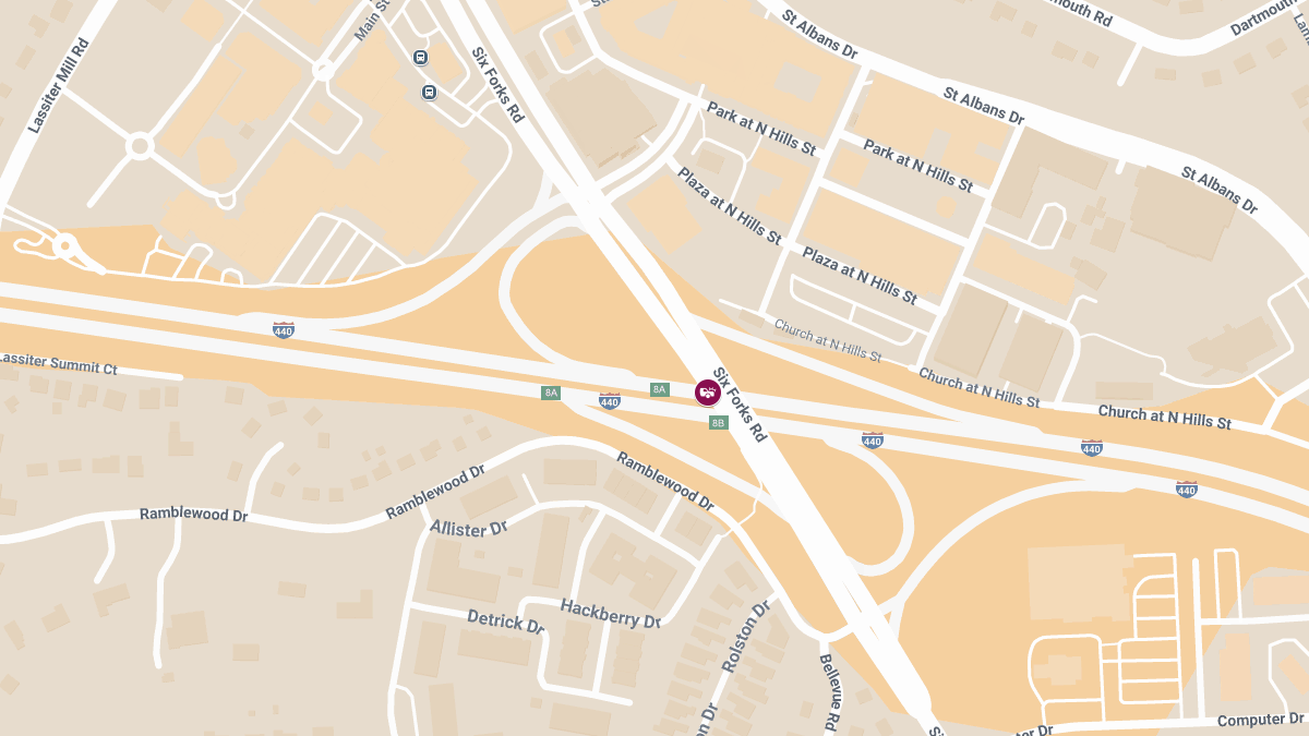Crash with Injuries on I-440 EB at Six Forks Rd