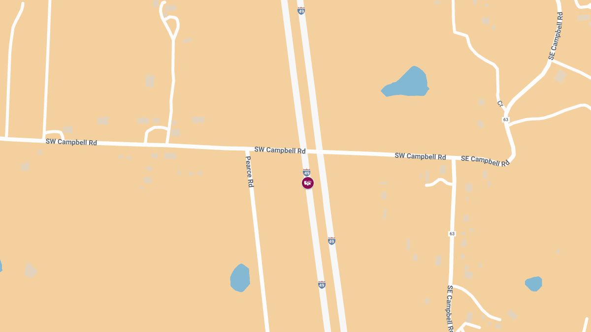 Crash with Injuries on NB I-49 Near Exit 70
