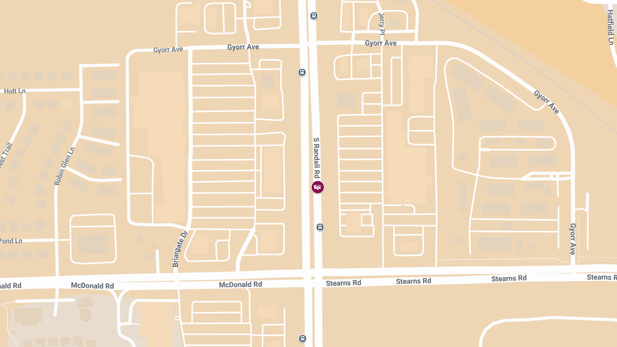 Crash with Injuries on Northbound Randall Rd before McDonald Rd