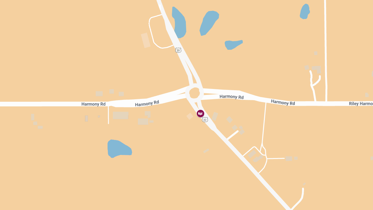 Crash with Injuries on US 20 South of Harmony Rd