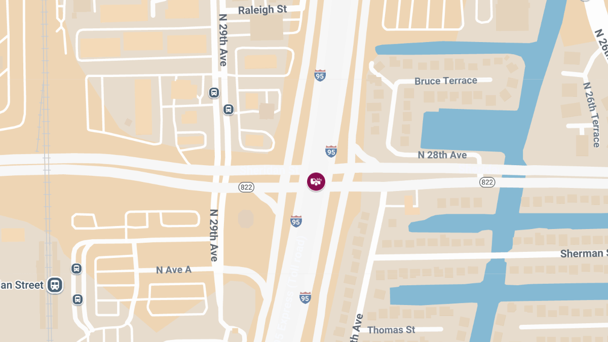 Hit-and-Run Crash with Injuries on I-95 NB Near Sheridan St