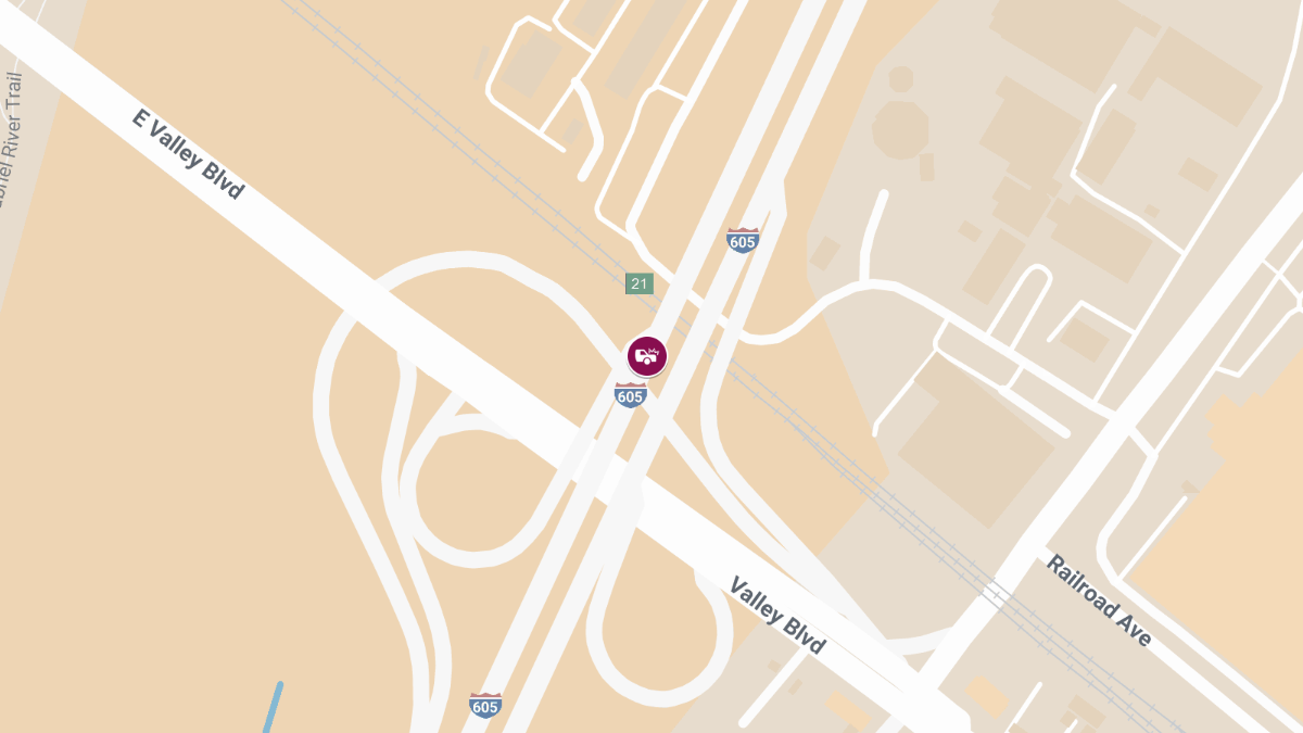 Injuries Reported in Two-Vehicle Crash on I-605 Near Valley Blvd