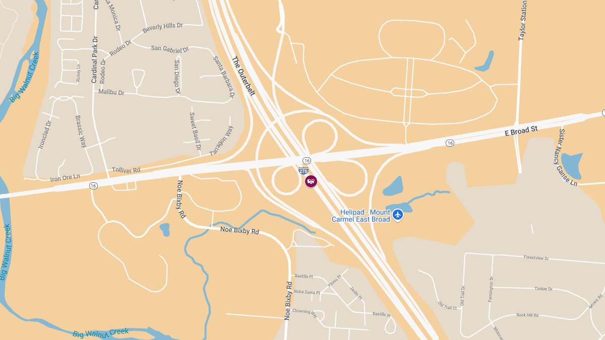 Injury Accident Blocks Two Left Lanes on I-270 South After E Broad St