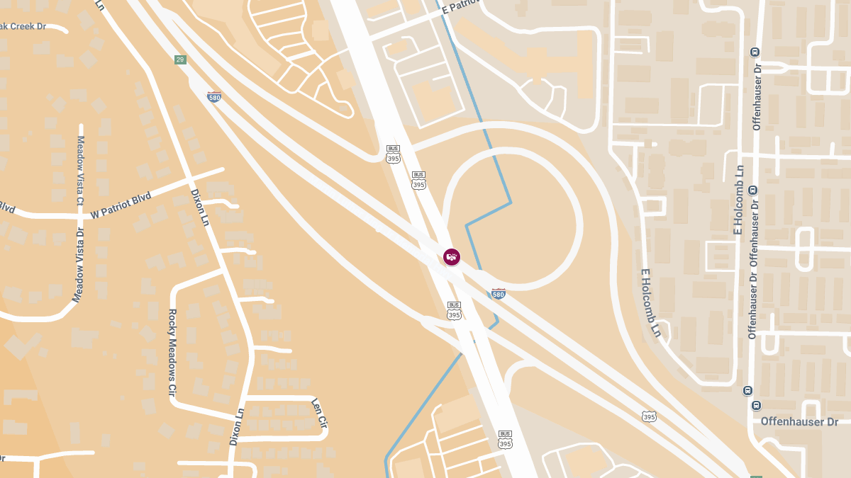 Injury Accident on IR-580 S at S Virginia St Exit 25A