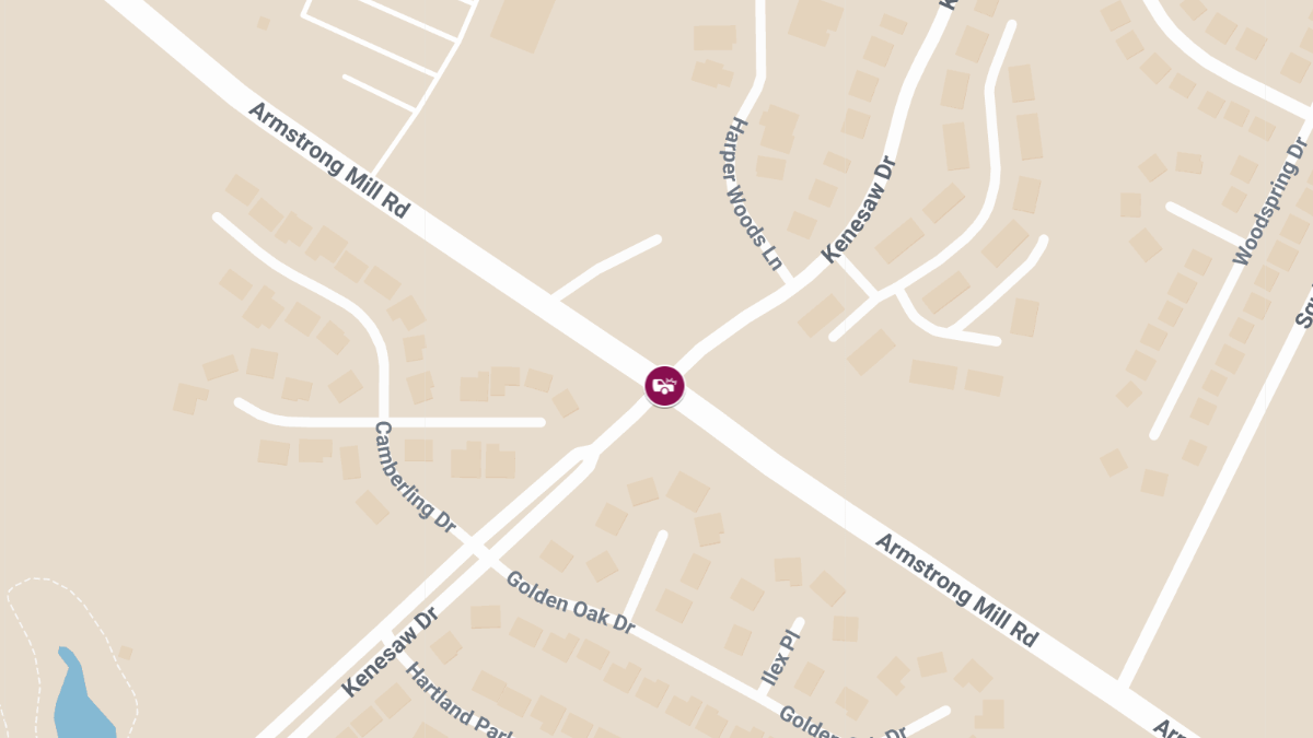 Injury Collision Involving Bicyclist on Armstrong Mill Rd at Kenesaw Dr
