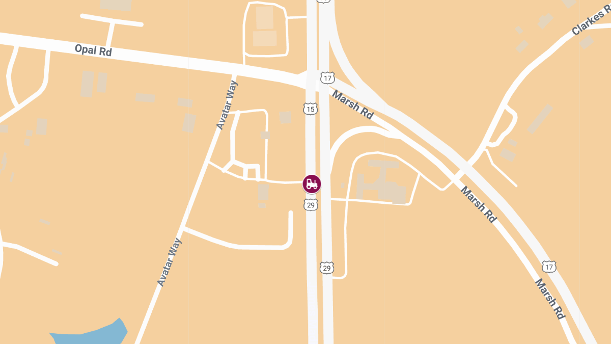 Injury Crash Involving Tractor-Trailer on US-29 Near Opal Rd
