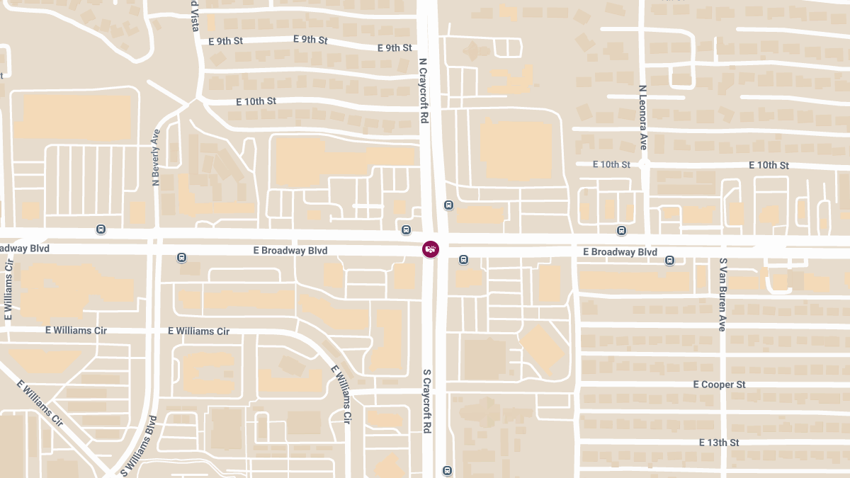 Crash With Injuries Reported at E Broadway Blvd and N Craycroft Rd