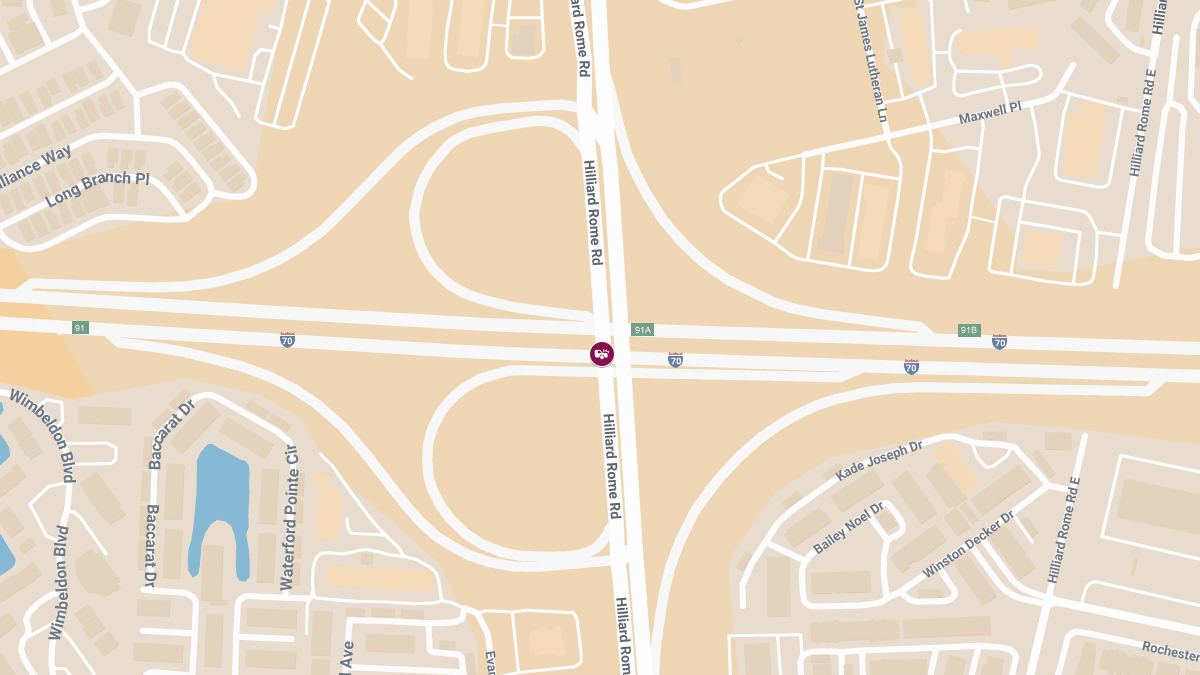 Injury Crash Reported at Hilliard Rome Rd & I-70 East