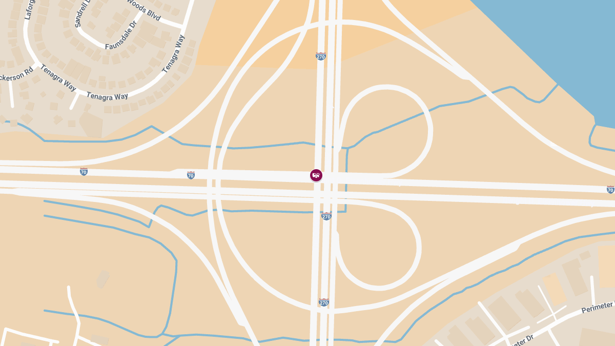 Injury Crash Reported on I-270 South at I-70 East