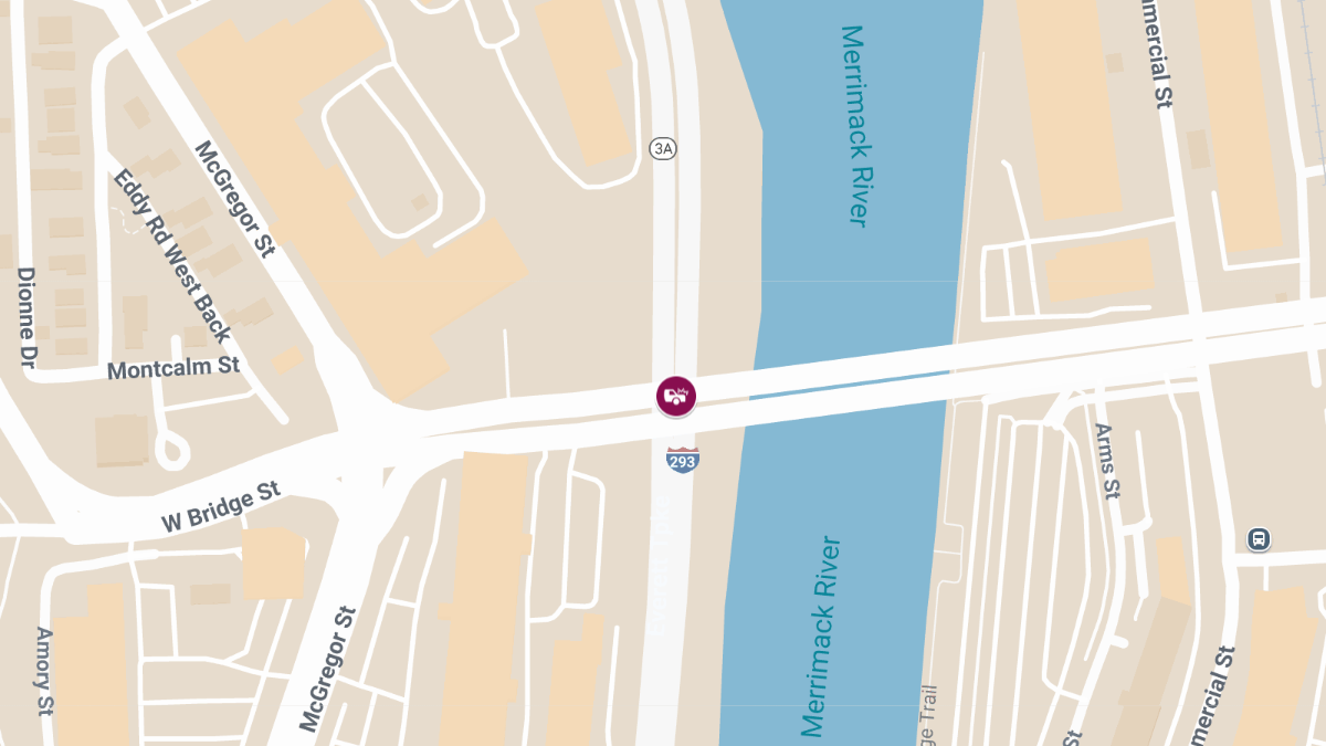 Injury Crash Reported on I-293 South at Bridge St Overpass