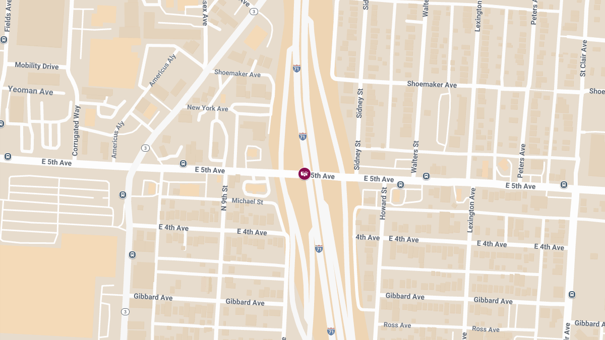 Injury Crash Reported on I-71 South at E 5th Ave
