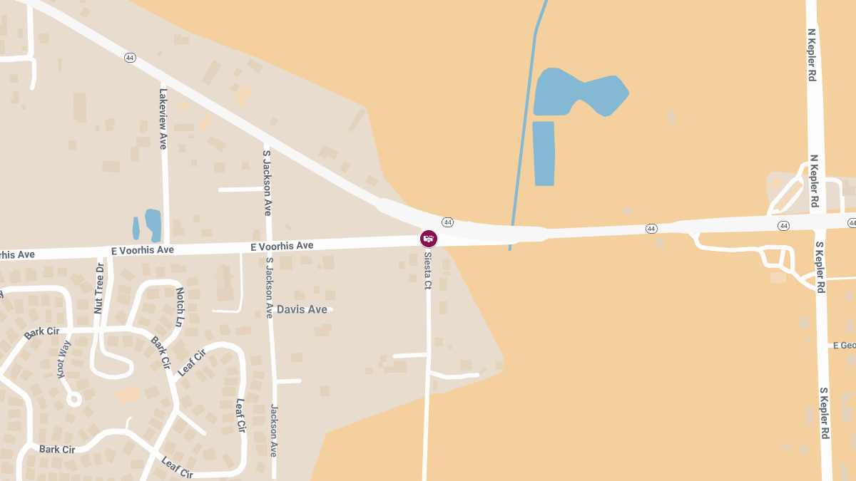 Injury Crash and Roadblock on E Voorhis Ave at Siesta Ct