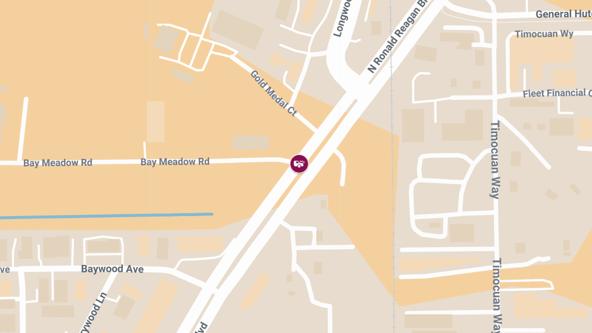 Injury Crash at Bay Meadow Rd and N Ronald Reagan Blvd