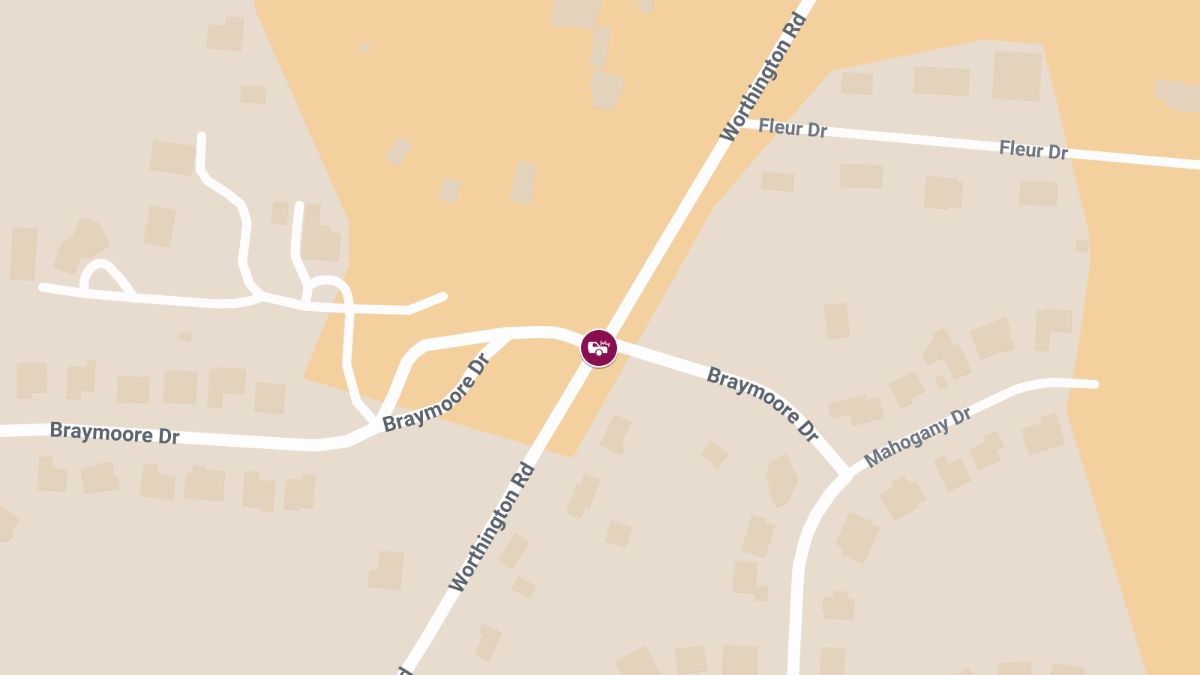 Injury Crash at Worthington Rd & Braymoore Dr