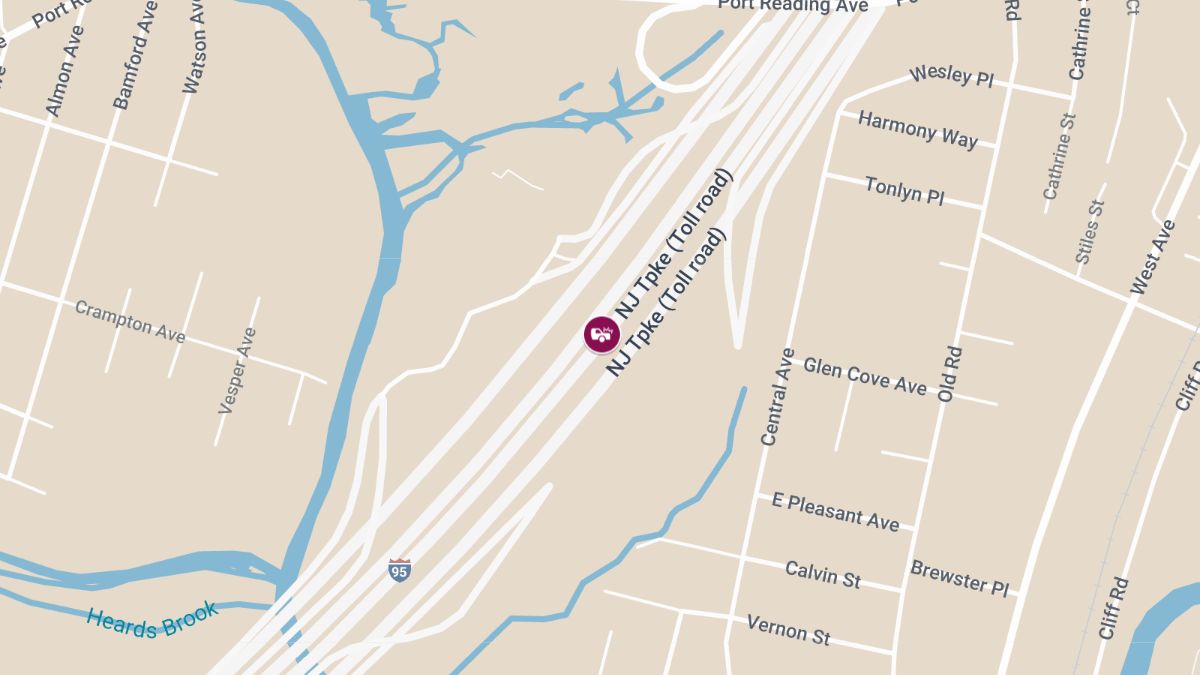 Injury Crash on NJ Turnpike Truck Lanes at Exit 13A