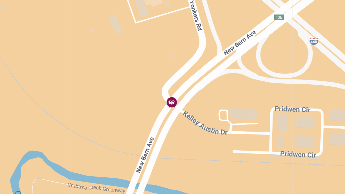Motor Vehicle Crash with Injuries at New Bern Ave & Kelley Austin Dr