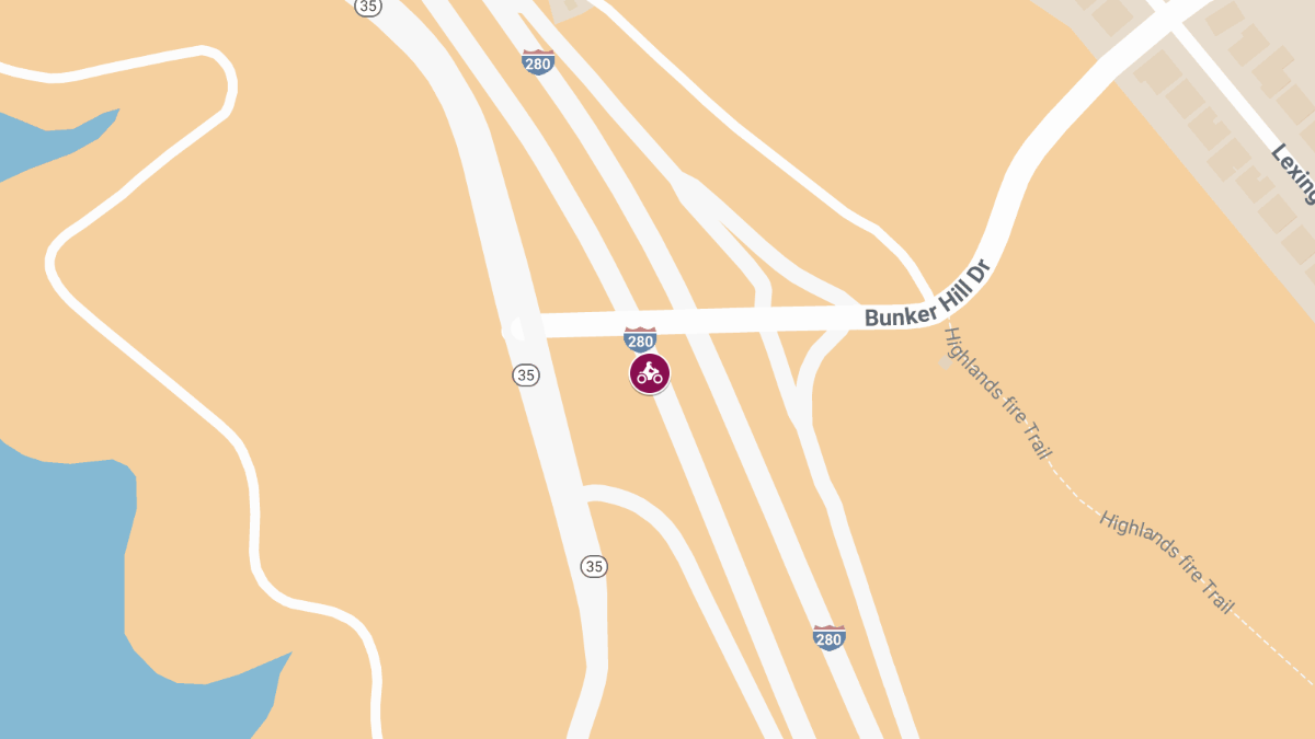 Motorcyclist Injured in Crash on I-280 Near Bunker Hill Dr
