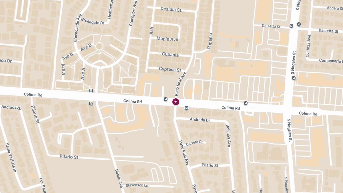 Pedestrian Struck by SUV at Colima Rd & Paso Real Ave