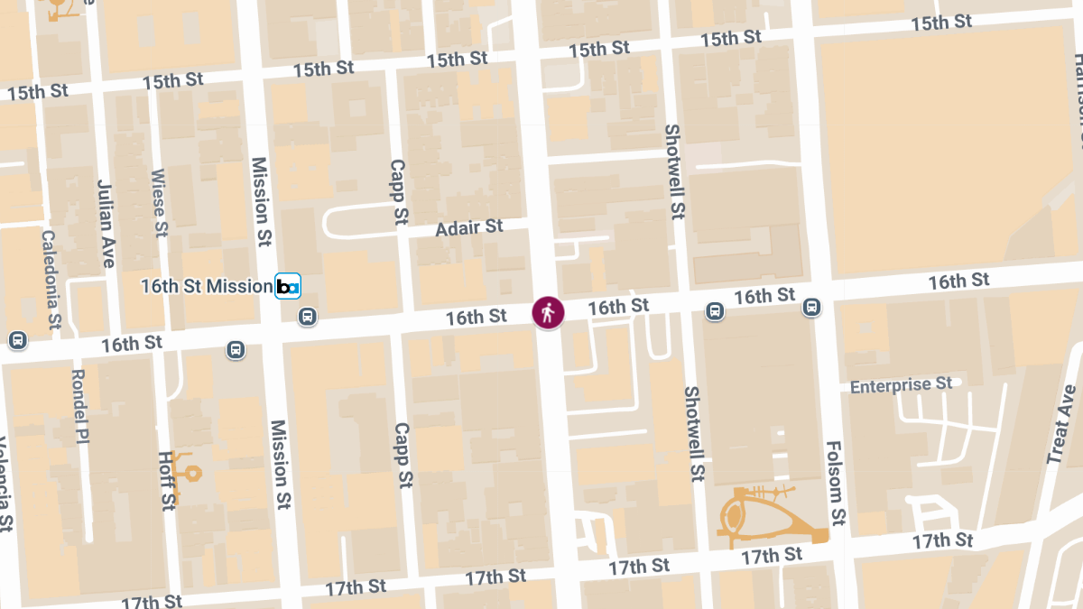 Pedestrian Struck by Vehicle at 16th St & S Van Ness Ave