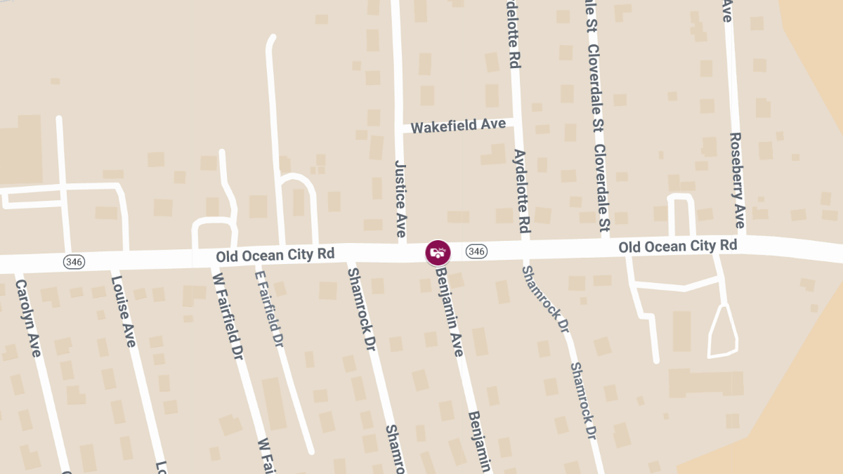 Three-Vehicle Crash with Injuries at Old Ocean City Rd & Benjamin Ave