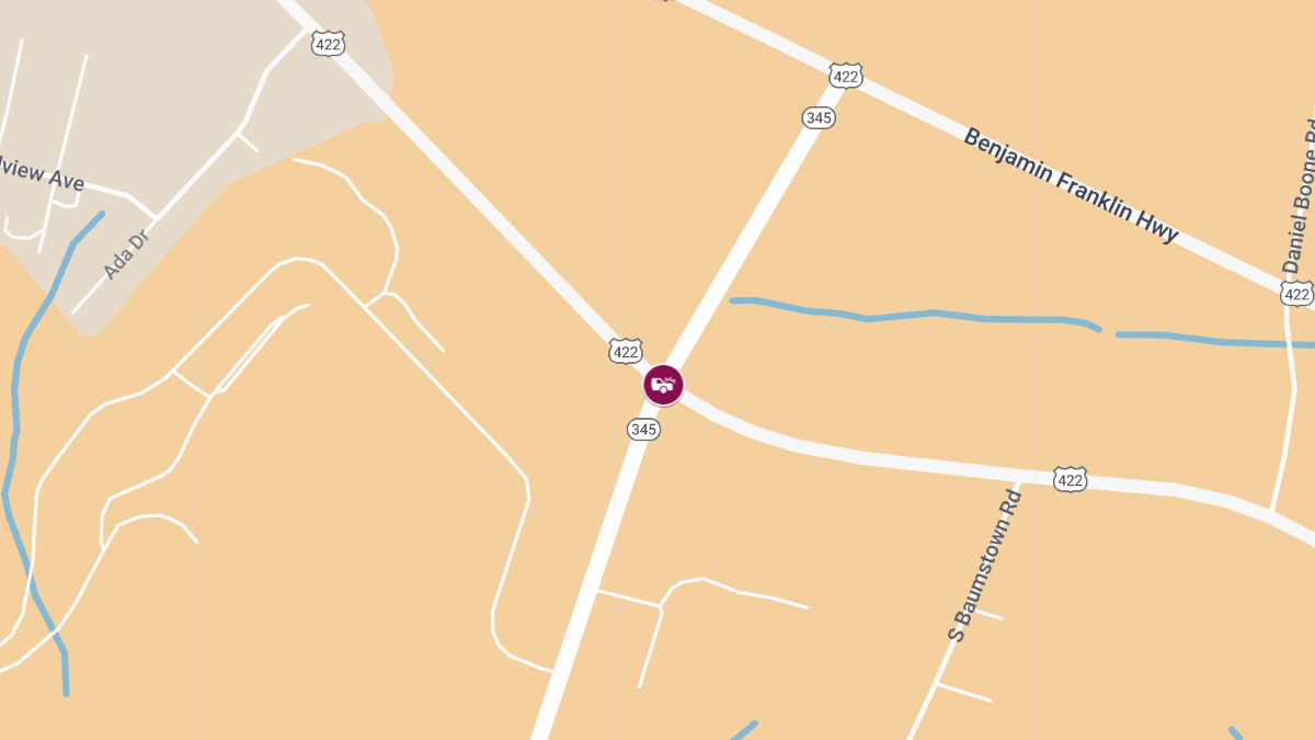 Three-Vehicle Crash with Injuries at S Center Rd & E Baumstown Rd