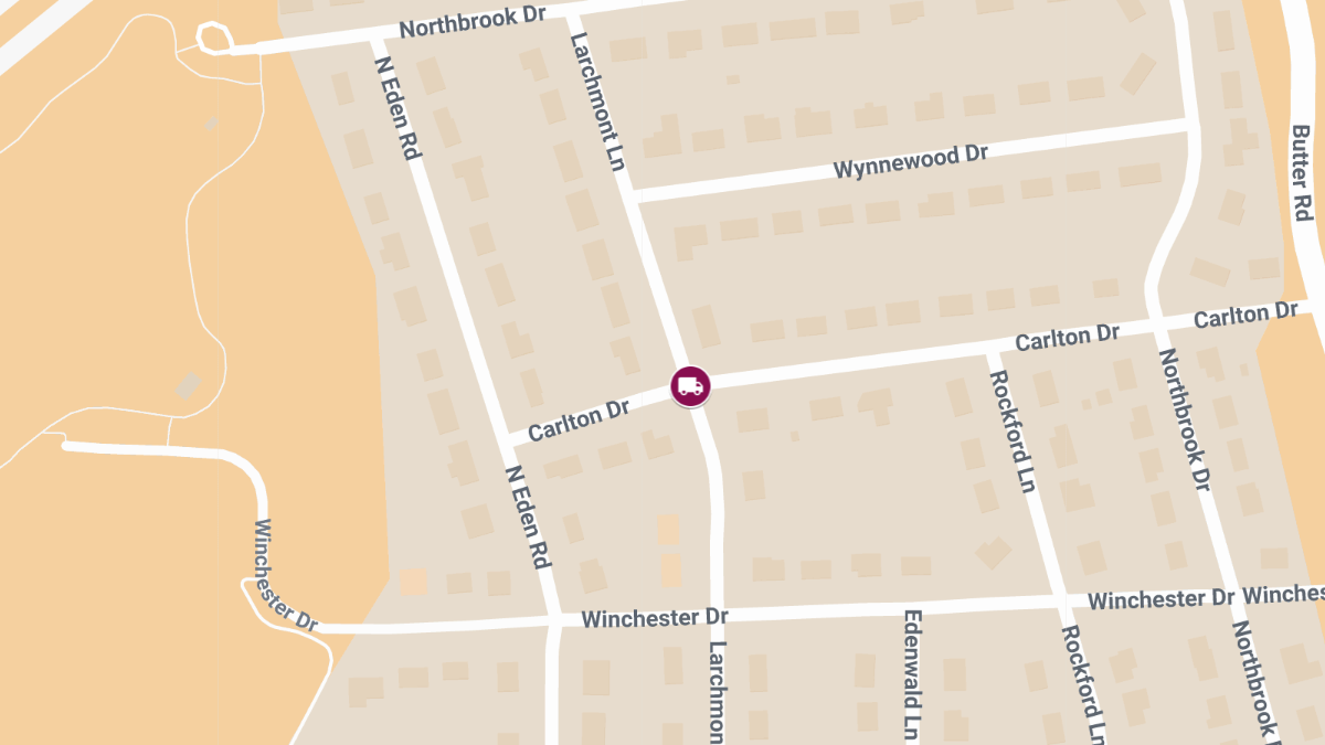 Truck Crash with Injuries at Carlton Dr & Larchmont Ln
