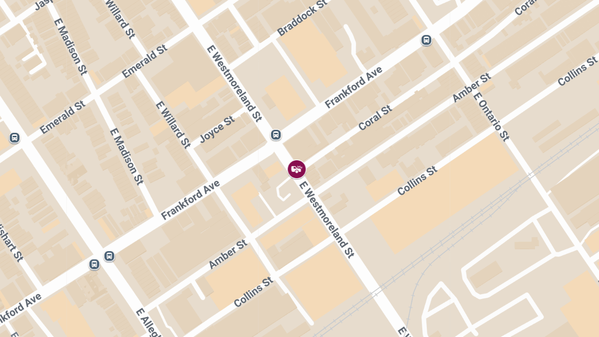 Two-Car Crash with Injuries at Amber St & E Westmoreland St