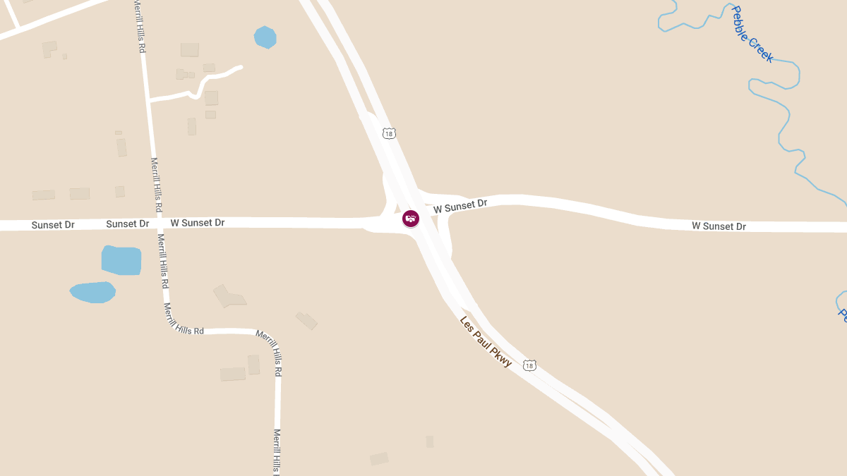 Two-Vehicle Crash with Injuries at Les Paul Pkwy & Sunset Dr